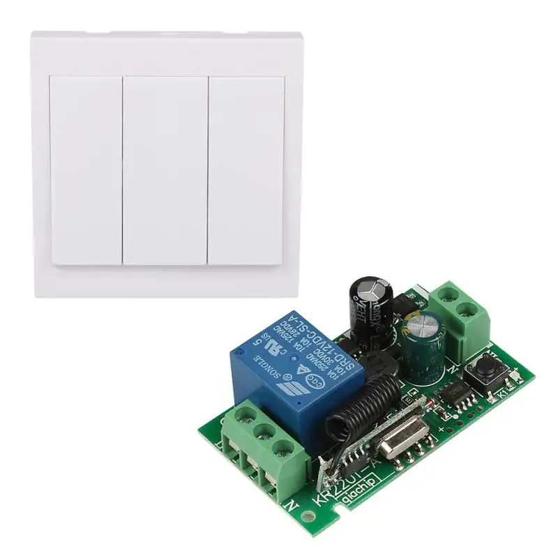 

3 Gang Panel Wall Light Transmitter 433MHz RF Remote Control Switch With 433 MHz 220V Single Channel Relay Receiver Module Sets
