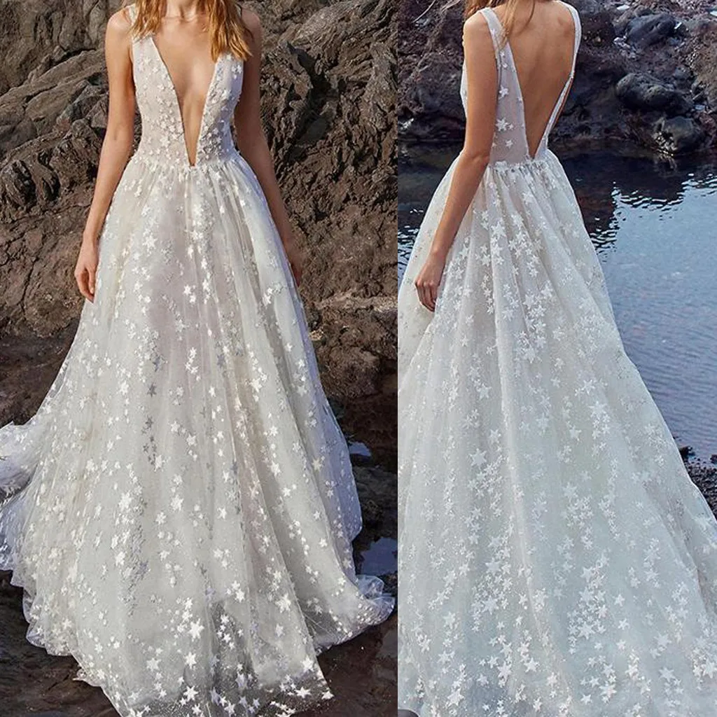 

2019 new style Fashion Women Sexy V-Neck Sleeveless Backless Long Dress j1