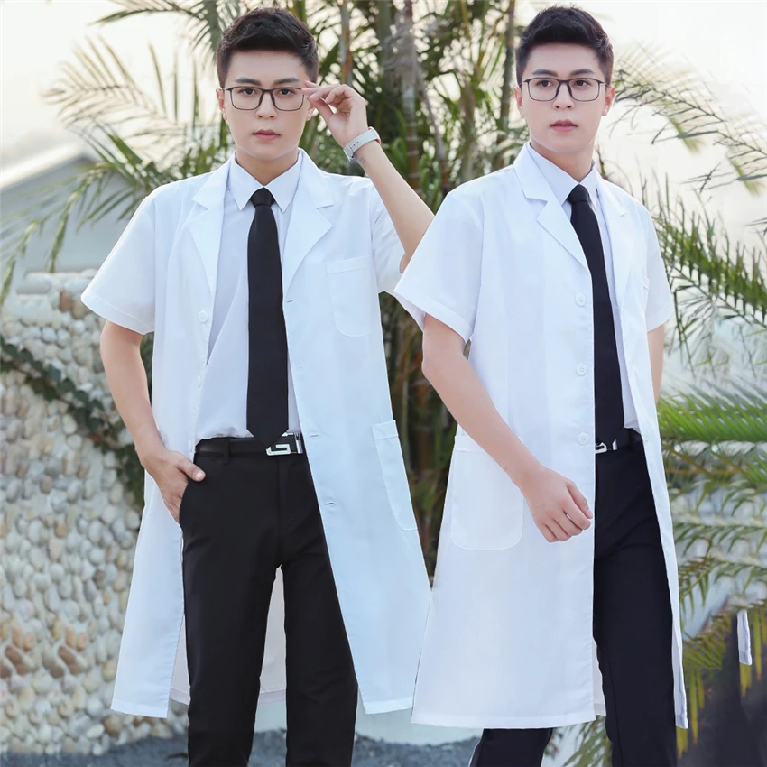 

Free Logo Print White Coat Medical Uniform Doctor Clothing Scrubs Women Lab Nurse Pharmacy Hospital Clinical Dentist Work Jacket