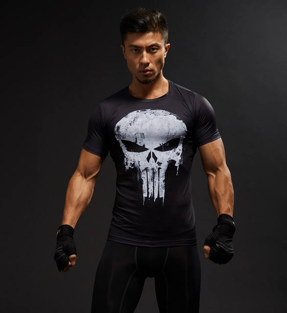 Short Sleeve 3D T Shirt Men T-Shirt Male Crossfit Tee Captain America Superman tshirt Men Fitness Compression Shirt Punisher MMA