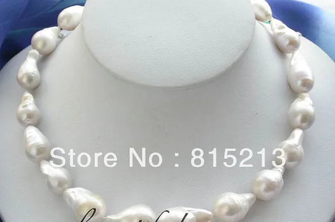 

Hot sell Noble- FREE SHIPPING>>@@@ A320 17" 25mm white drip baroque keshi reborn pearl necklace