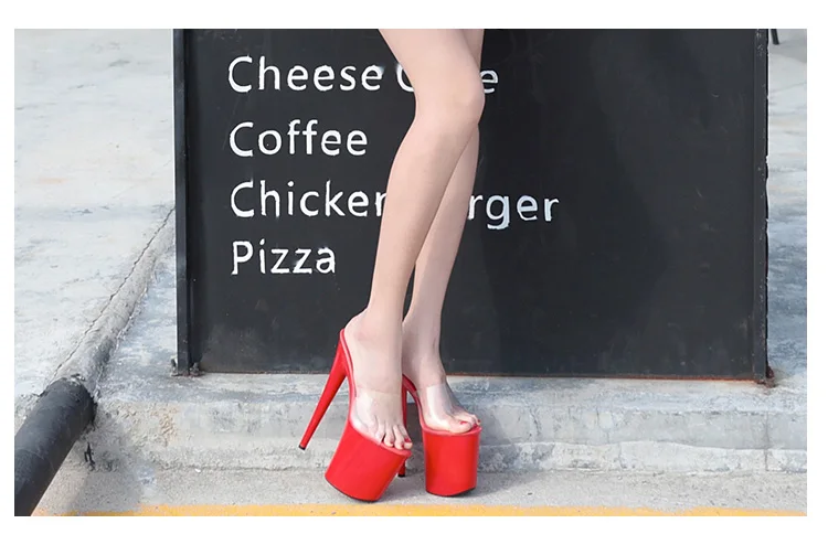 Женская обувь; босоножки; прозрачная водонепроницаемая обувь; пикантные туфли на очень высоком каблуке 20 см; большие размеры 34-44