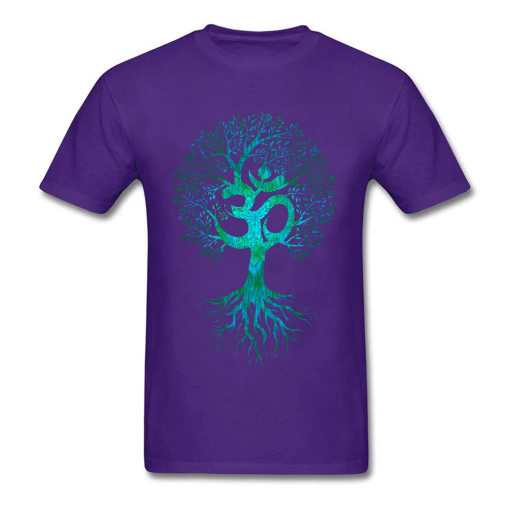  Mens Tshirts Om Tree Of Life Europe Tops & Tees Cotton Fabric O-Neck Short Sleeve Slim Fit Tops Shirt Labor Day Om Tree Of Life purple