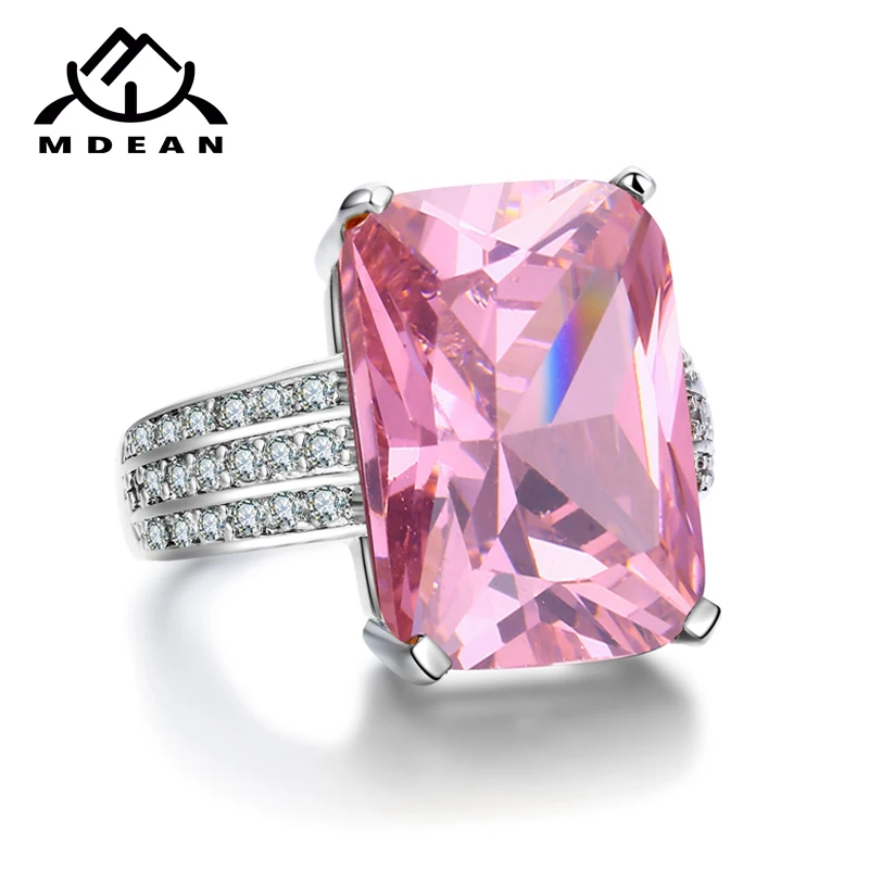 MDEAN White Gold Color Wedding Rings for Women Engagement Ring AAA Zircon Jewelry Fashion Bague Size 5 6 7 8 9 10 H721