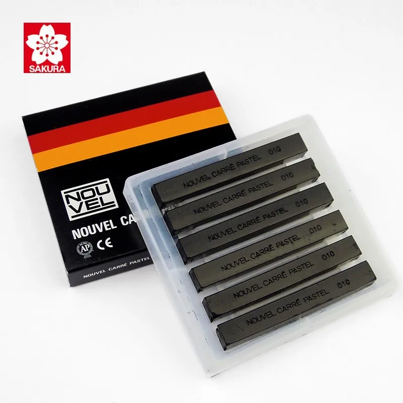 

6Pcs/set Genuine Sakura Nouvel Carre Pastel Stick Professional Advanced Color Chalk Blackboard Chalk Holder Art Supplies White
