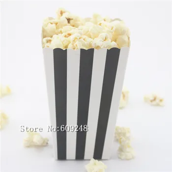 

24pcs Black Striped Paper Mini Popcorn Boxes,Black and White Stripe Candy Buffet Party Favor Snack Box,Treat Cups,Movie Night