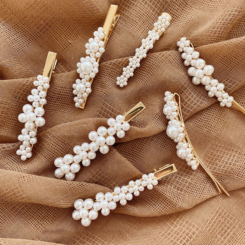 Fashion Pearl Hair Clip for Girls Barrette Hairpins Wedding Hair Styling Tool Hairpin Stick Metal Hair Clips for Women Trendy