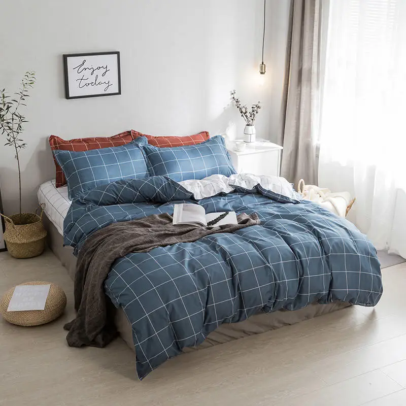 

Plaid Duvet Cover Bedding Set Bed Linens Quilt Comforter Pillow Case Sheet Bedspreads
