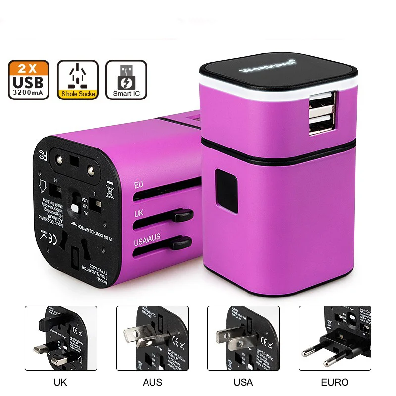 Универсальный переходник с международной вилкой и 2 USB портами|adapter dsl|charger 12vadapter
