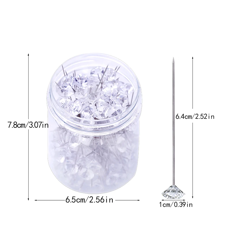 50/100/150/200Pcs Diamond Crystal Head Pins Clear Bouquets Pin with Plastic  Box for Wedding Sewing DIY Craft Decorations - AliExpress