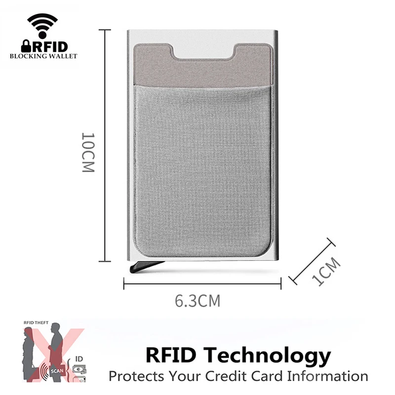 DIENQI Rfid الذكية محفظة الائتمان حامل بطاقة معدنية رقيقة ضئيلة الرجال محافظ تمرير سر المنبثقة محفظة صغيرة الحجم صغير أسود محفظة