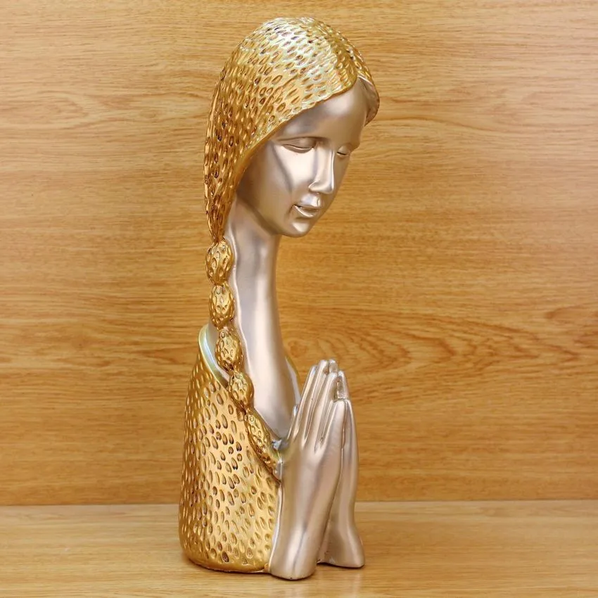 

Resin Praying Girl Sculpture Prayer Statue Figurine Lady Ornament Home Wine Cabinet Living Room Decoration