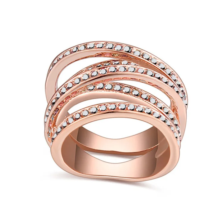 Malanda брендовые новые модные кольца цвета розового золота с кристаллами от Swarovski Роскошные Кольца для женщин вечерние ювелирные изделия подарок на день матери - Цвет основного камня: Silver black