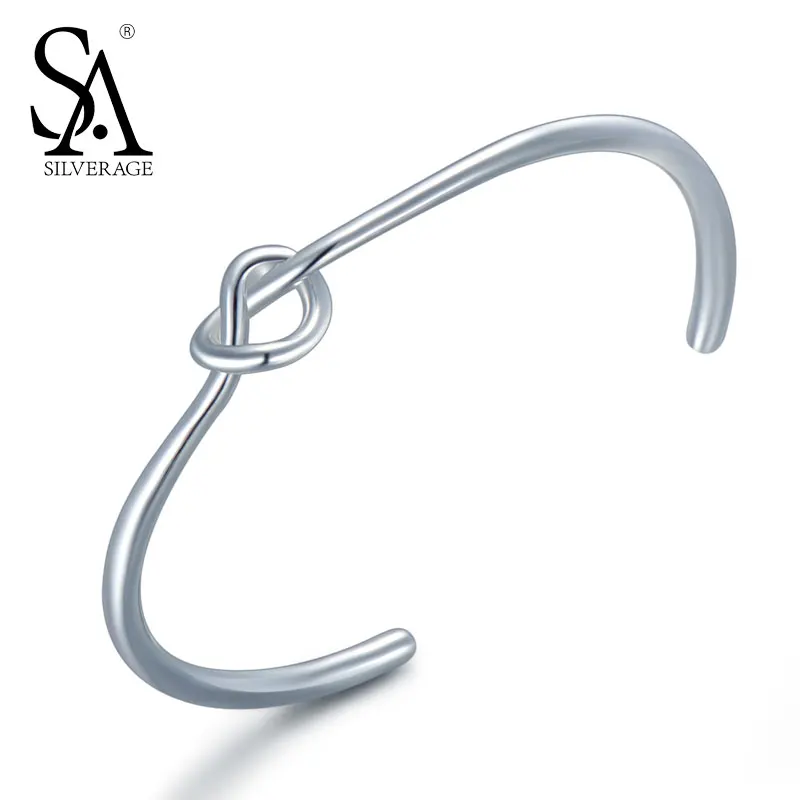 SA SILVERAGE Real Fine Jewelry 925 Sterling Silver Knot Handcuffs Bracelet For Women Cuff Bracelet Jewelry SA SILVERAGE Real Fine Jewelry 925 Sterling Silver Knot Handcuffs Bracelet For Women Cuff Bracelet Jewelry