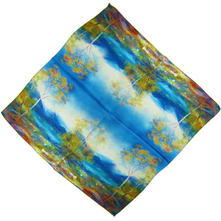  100% Natural Silk Square Scarf 50cm*50cm Desigual Vintage Print Evening Suit Pocket Square Handkerc