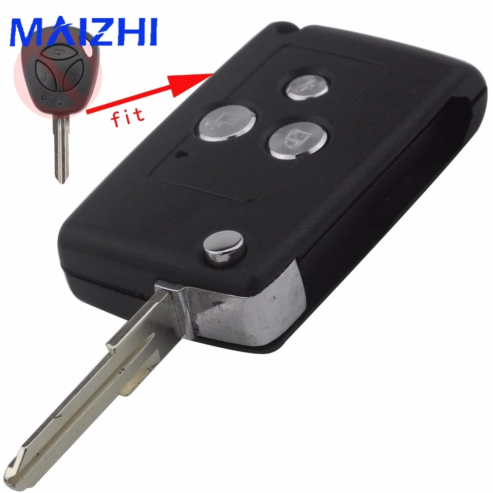 

Jingyuqin 10pcs 3 Buttons Modify Flip Folding Remote Car Key Replacement Case FOB for LADA Key Shell