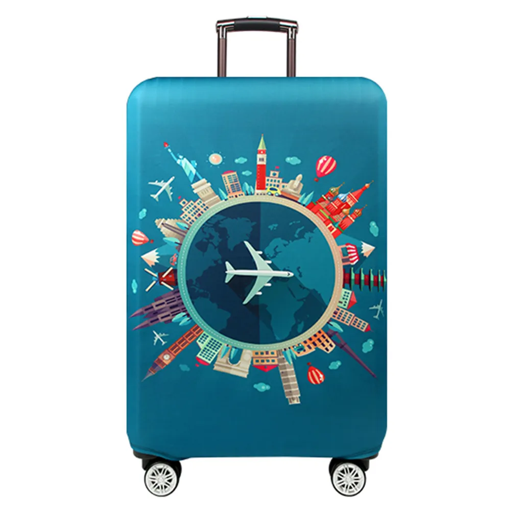 

2019 Thicker Blue City Luggage Cover Travel Suitcase Protective Cover for Trunk Case Apply to 18''-32'' Suitcase Cover 273