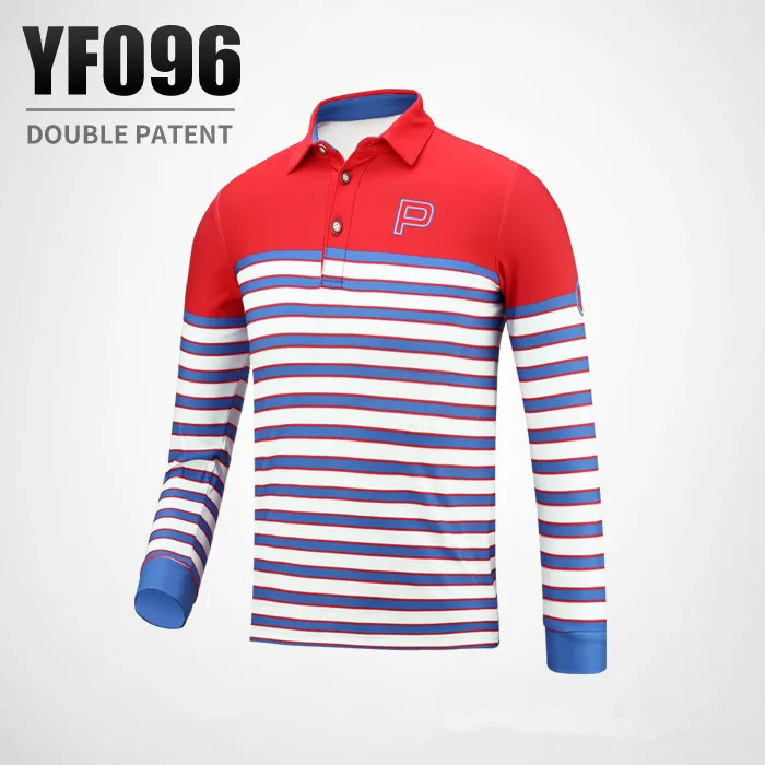 PGM/детская одежда для гольфа осенне-зимняя детская полосатая футболка с длинными рукавами эластичная дышащая Спортивная одежда для мальчиков