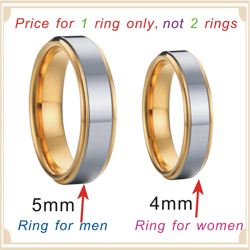 His and Hers titanium steel wedding band couple rings pair set 5mm Men's Ring 4mm Women's Ring  anillos aneis anel de ouro TC088 (7)