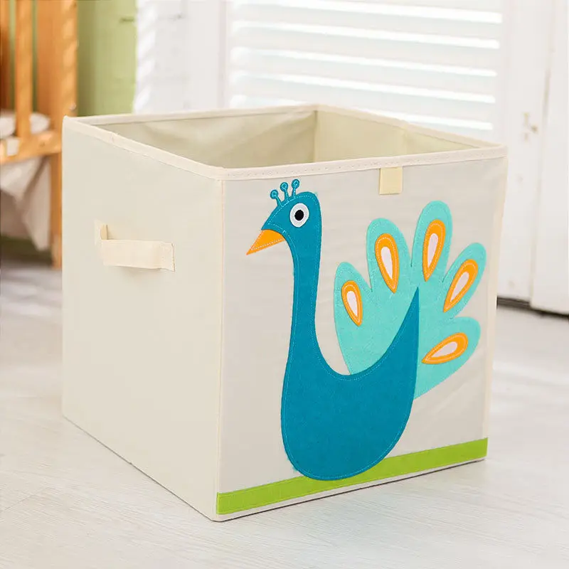 MICCK вышивка мультфильм животных складной ящик для хранения мелочей детская одежда игрушки для хранения книг Органайзер шкаф нижнее белье - Цвет: Peacock