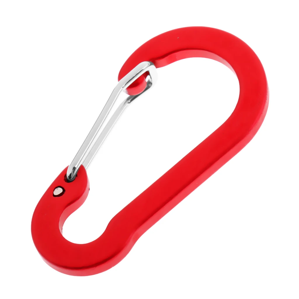 6 Pieces Aluminum D-Ring Carabiner Clip Spring Snap Hook Keychain