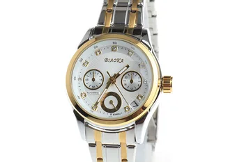 

Cool Women 4 Hands Analog Dress Watches Automatic Calendar Wristwatch Stainless Steel Bracelet Crystal Scale Relojes NW3141