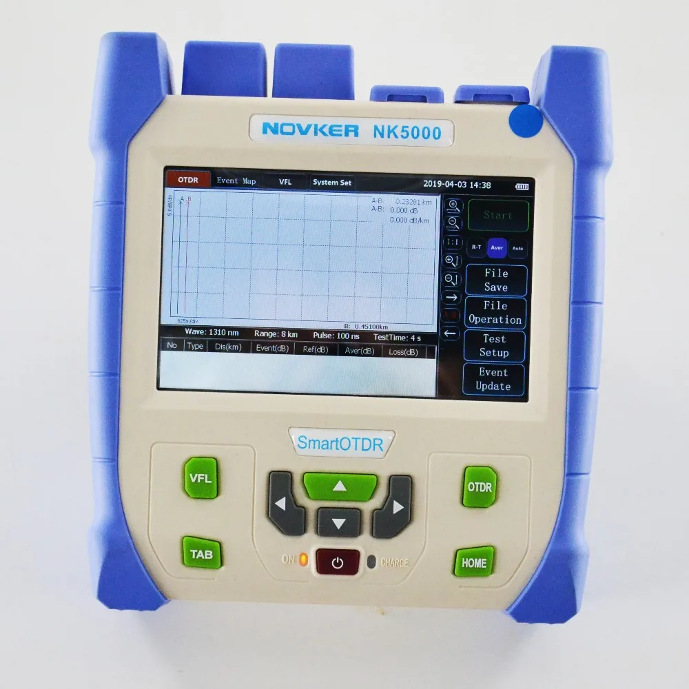 

NOVKER Nk5000 Smart OTDR SM 1310/1550nm 28/26dB built in VFL OPM and light source support event map