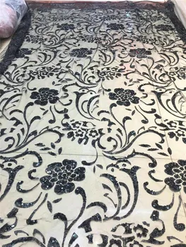 

Nice flowers glued glitter mesh material with glitter French net lace fabric for pretty dress or fashion dress JRB-102226