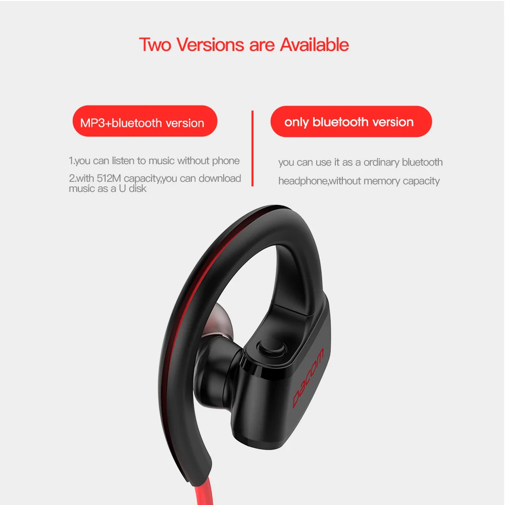 DACOM P10 Sport Bluetooth Headphone MP3 Player IPX7 Waterproof Running Wireless Earphone Stereo Earbuds Headset with Microphone