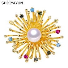 SHDIYAYUN Жемчужная Брошь для женщин Хризантема Текстура Цветок Броши Булавки натуральный пресноводный ювелирные изделия из жемчуга Аксессуары