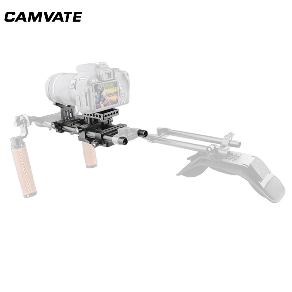 

CAMVATE DSLR Camera Shoulder Support Kit With Baseplate Mount & Lens Suppor & Tripod Mounting Plate For Cage/ Tripod/ Stabilizer