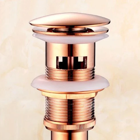 

Drains Rose Gold Solid Brass Bathroom Lavatory Faucet Vessel Vanity Sink Pop Up Drain Stopper With Overflow Accessories