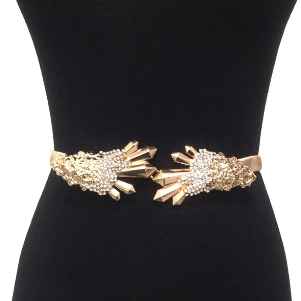

Elastic Gold Metal Wedding Dresses Belts Luxury Design Waist Belt For Women High Quality Fashion Accessories Party Dress Belts