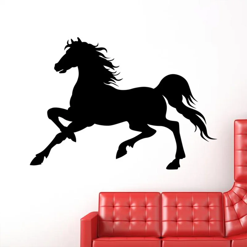 Excellent quality Waterproof Black Jumping Horse Art Wall Stickers Vinyl Decal Stylish Home