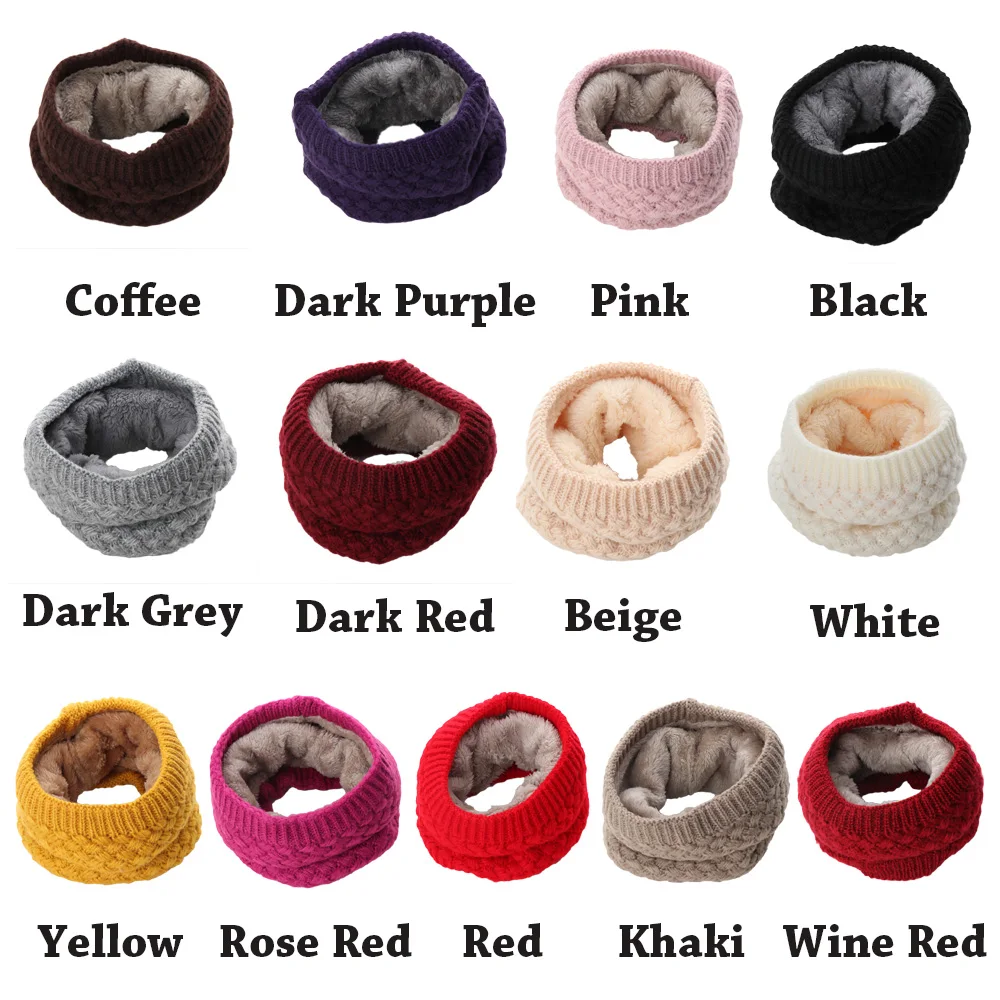 

Women Solid Chunky Cable O Ring Knitted Wool Scarf Snood Infinity Neck Warmer Cowl Collar Circle Crochet Winter Warm