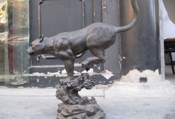 

150401 S0873 18"China superb Pure Bronze feral leopard Tiger Statue discount 30% (C0324)