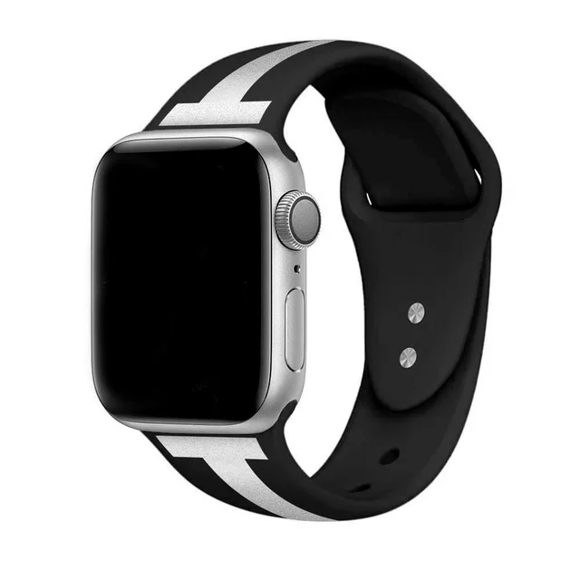 Силиконовый ремешок для Apple Watch band 44 мм 40 мм iWatch band 42 мм 38 мм спортивный ремень браслет correas Apple watch 5 4 3 2 аксессуары - Цвет ремешка: Black Silver