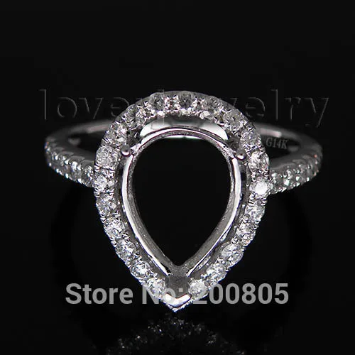 

Semi Mount Ring Pear 8x10mm 14Kt White Gold Diamond Semi Mount Ring Setting For Sale Fine Jewelry WU181