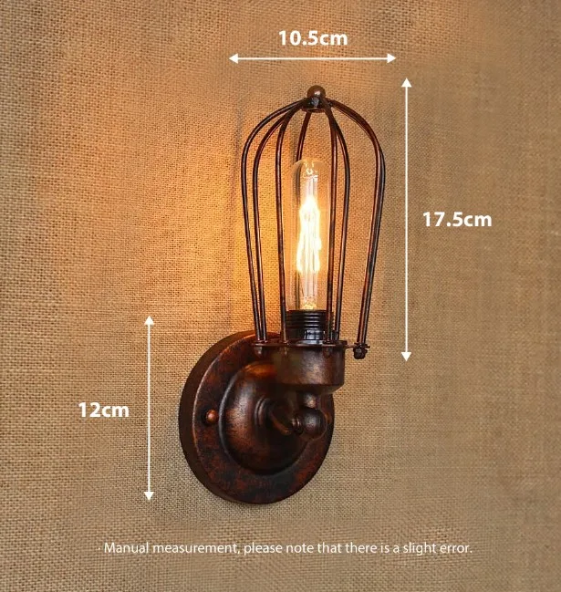 Vintage Industrial Wall Light,Rust Wall Lamp,светильник бра,Loft wall sconce Light Fixture,180°Adjustment,lampshade Up and down - Цвет абажура: B Rust No Bulb