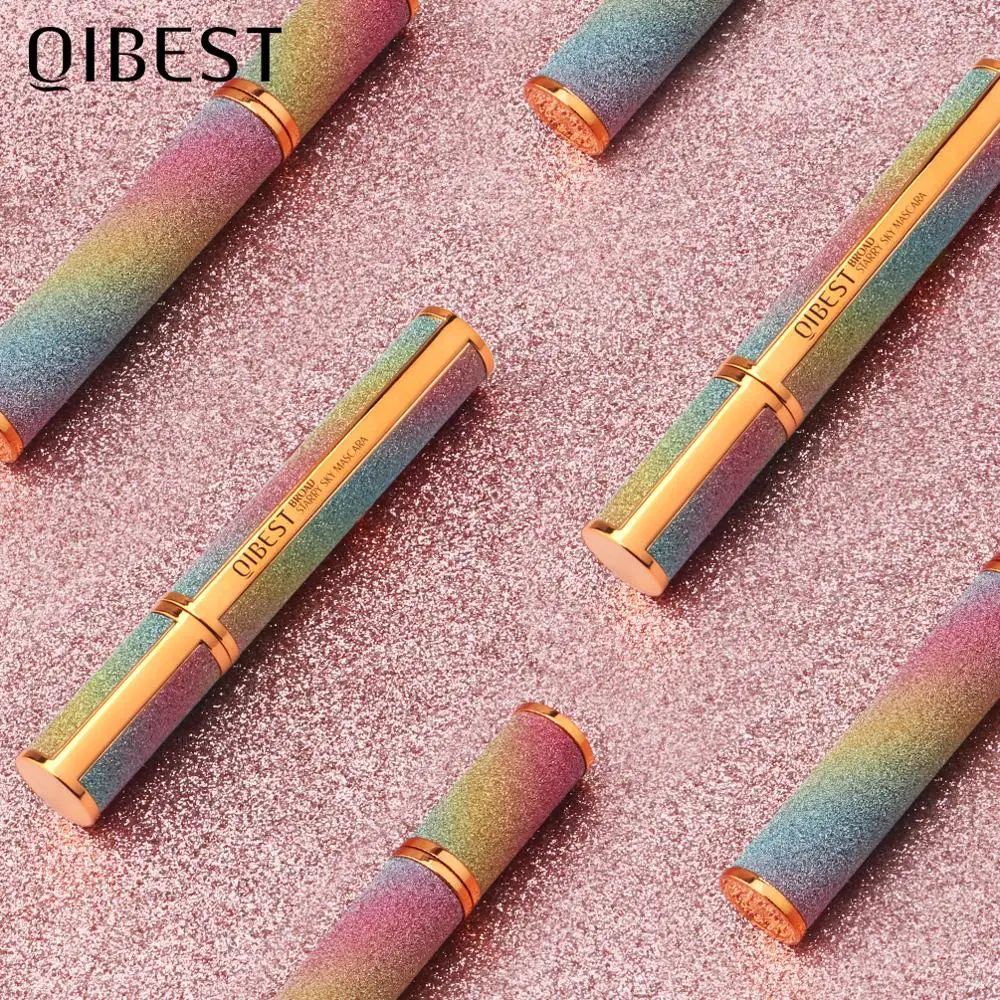 Qibest блеск звездное небо тушь для ресниц черный крем густые подкручивающие
