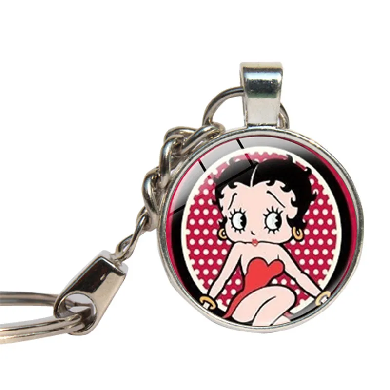 Betty Boop брелки прекрасные Обувь для девочек 80-х Винтаж Sexy Lady Брелоки для автомобиля Стекло Купола Брелок кабошон ключ ювелирные изделия ghildren день подарок