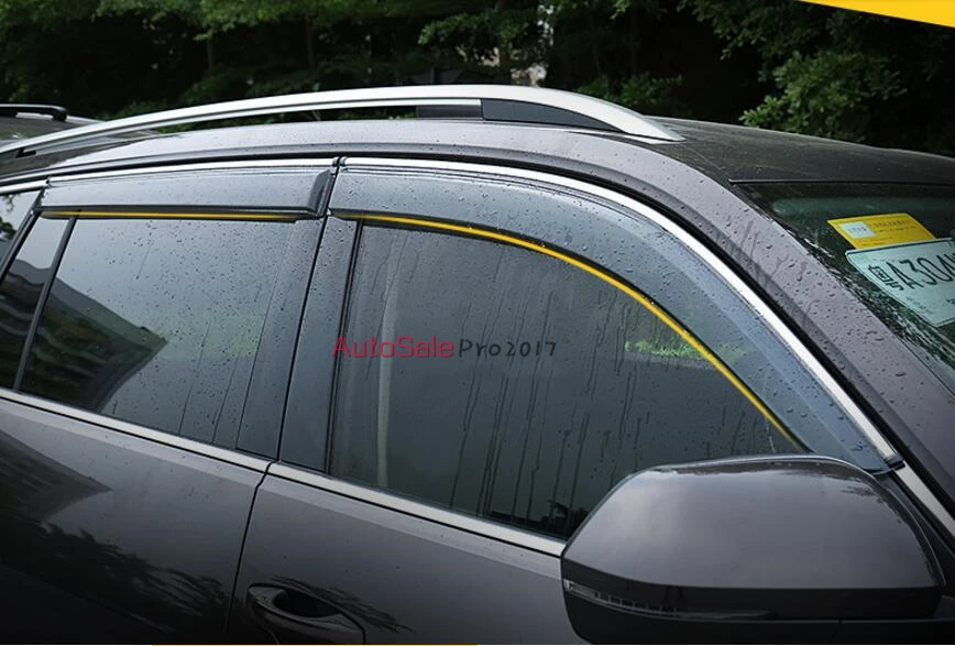 

For Volkswagen VW Atlas Teramont 2017 Accessories PU Injection molding Exterior Plastic Window Visor Vent Sun Rain Guard 4pcs