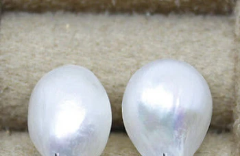 

ry00470 1 pari natural baroque white pearl earring silver studs 10mm*12mm