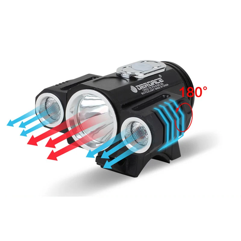 

LED Bicycle Lamp Bicycle Front Light USB T6 X3 180 Degree Adjustable MTB Cycling FlashLight Bike Headlight