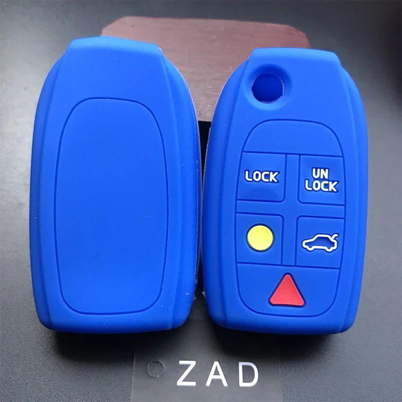 Silicone Rubber Car Key Case Cover Holder Protect Set For Volvo S80 S60 V70 XC70 XC90 D05 Folding Flip 5 Buttons Remote Key