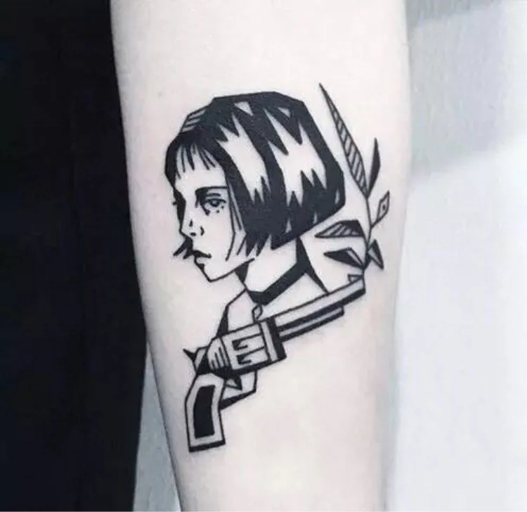 

Waterproof Temporary Tattoo Leon brave Woman Warrior gun leaf Mathilda tatto flash tatoo fake tattoos for girl lady Women