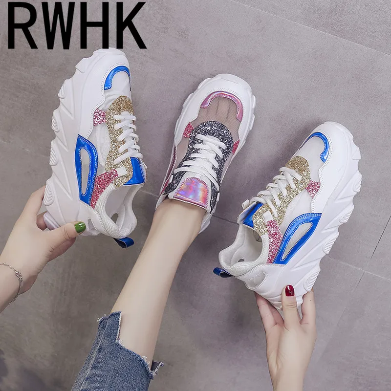 

RWHK 2019 summer new mesh hollow Korean version of the wild sports shoes mesh breathable student shoes women B045