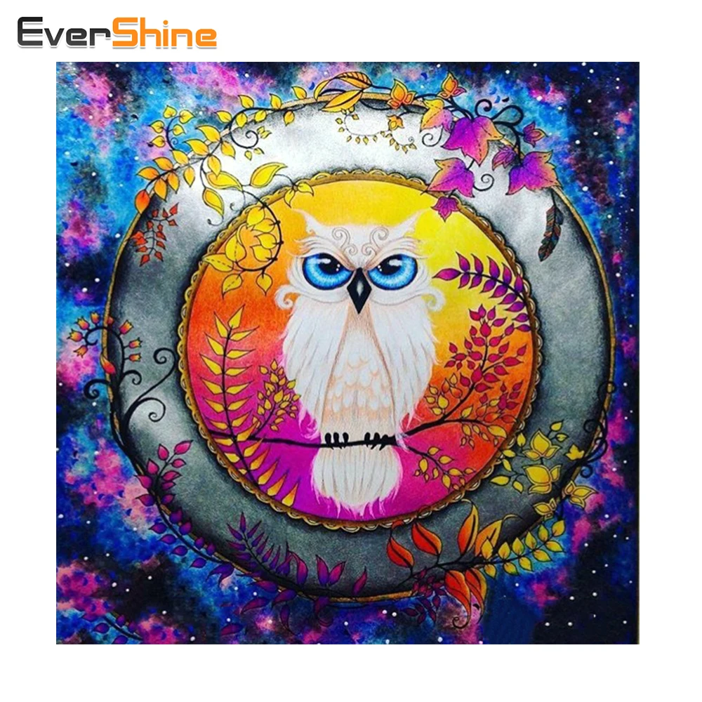 

EverShine Diamond Painting Owl Needlework Rhinestone Diamond Embroidery Animal Home Decoration Animal Mosaic Pattern