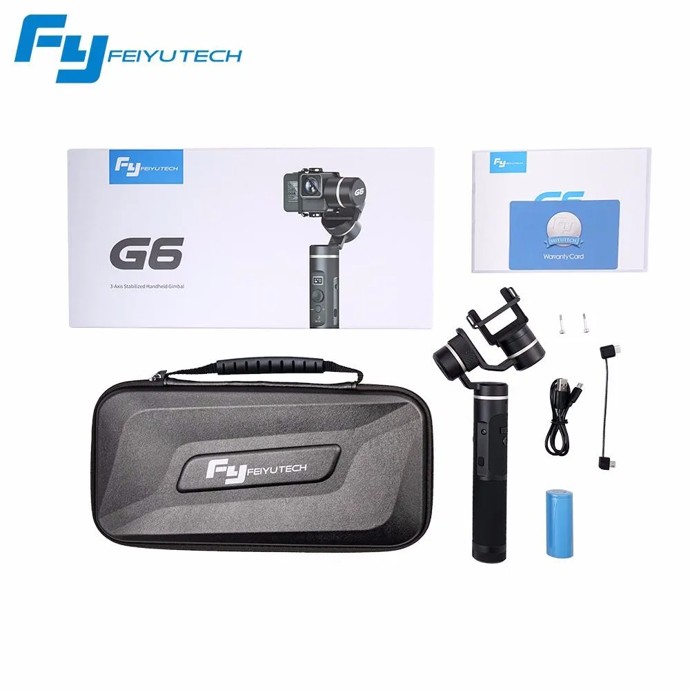 FeiyuTech Feiyu G6 ручной карданный стабилизатор для Gopro Hero 6 5 RX0 экшн-камера Wifi+ BlueTooth OLED экран угол наклона