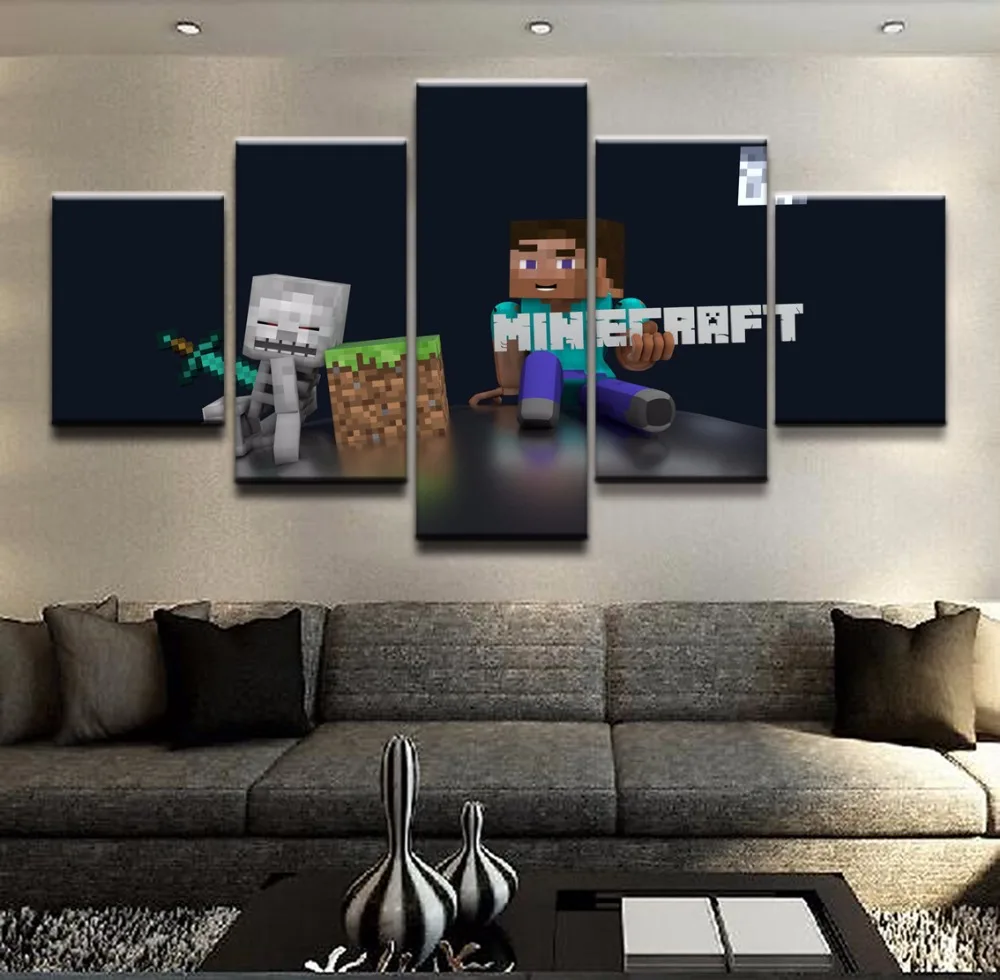 Us 17 0 Jie Do Art 5 Panel Canvas Printed Picture Minecraft Home Decoration Wall Art Game Poster Canvas Painting Modern Wall Decor In Painting